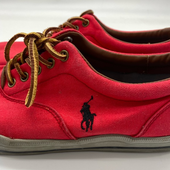 Polo Red Canvas Sneakers With Leather Laces - Picture 2 of 10